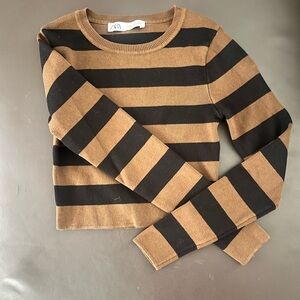 zara size small long sleeve brown black long sleeve sweater knit top